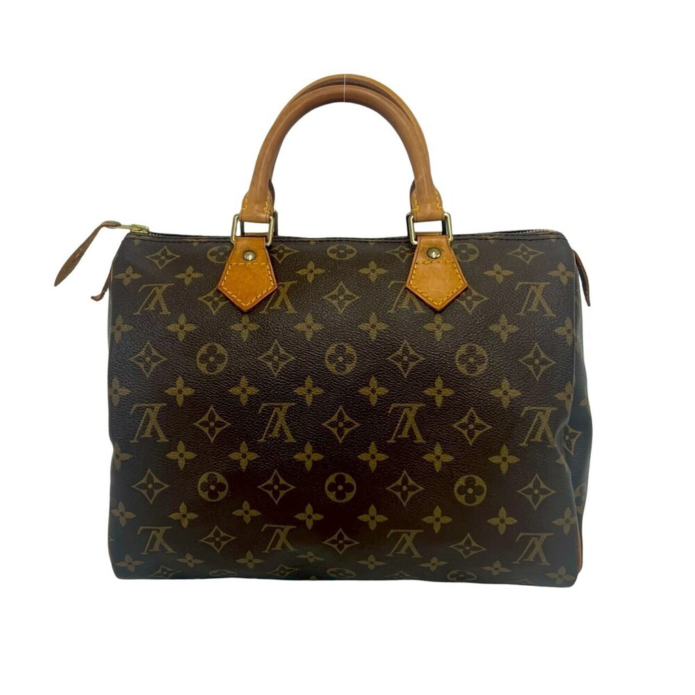 LOUIS VUITTON Authentic Vintage Brown Monogram Leather Speedy 30 Boston Bag